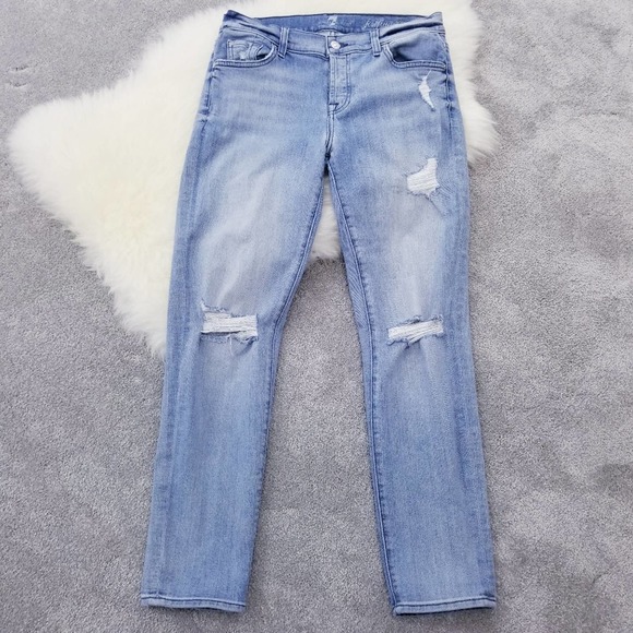 7 For All Mankind Denim - 7FAM Josefina Skinny Ripped Boyfriend Jeans